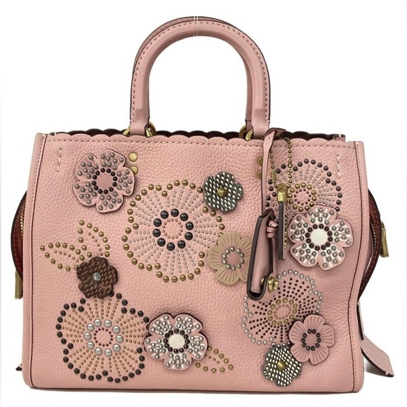 COACH 1941 Rogue 31 Peony Pink Pebble Leather Tea Rose & Rivets - Picture 2 of 16